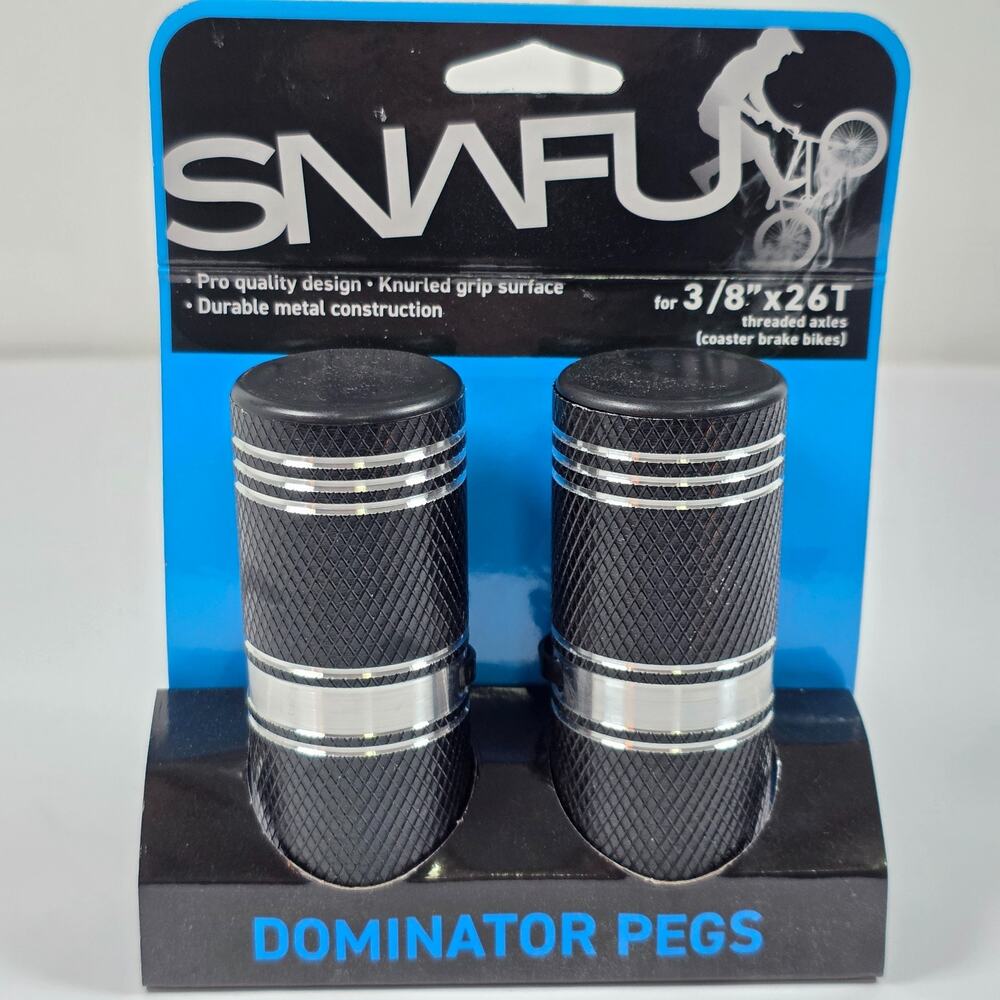 SNAFU DOMINATOR BMX Freestyle Metal Foot Pegs 3/8 x 26T Black/Silver Pro Quality